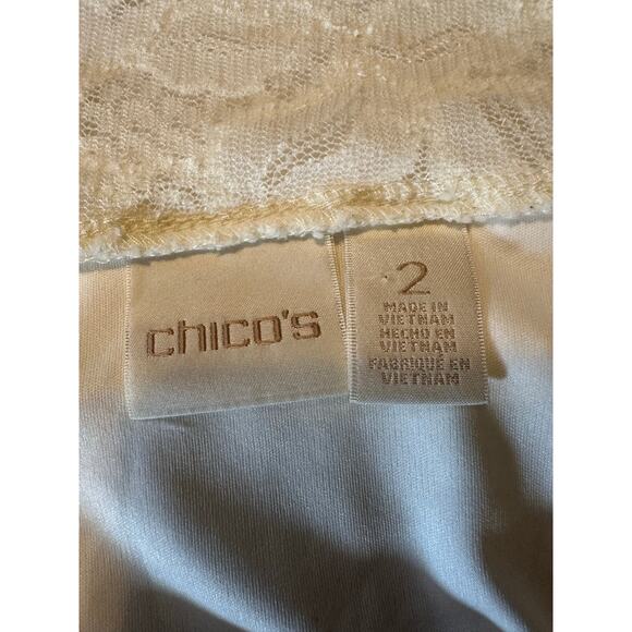 Chicos Women’s Lace Cold-Shoulder Top Size 2 US Large off White Long Sleeve Line - Picture 6 of 7